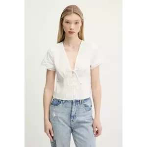 Tommy Jeans cămașă din bumbac culoarea alb, regular, DW0DW21352 imagine