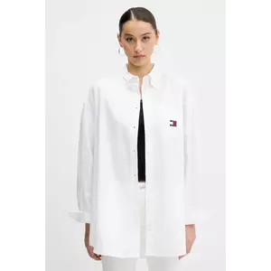 Tommy Jeans cămașă din bumbac culoarea alb, cu guler clasic, relaxed, DW0DW20289 imagine