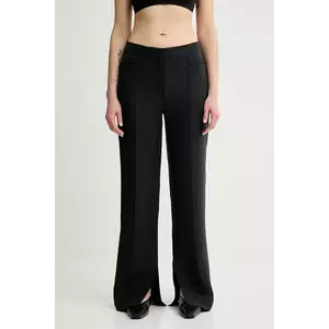 Remain pantaloni din amestec de in culoarea negru, drept, high waist, 502524100 imagine