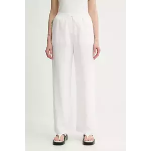 Marc O'Polo pantaloni din in culoarea alb, drept, high waist, 5000006724 imagine