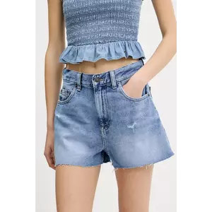 Tommy Hilfiger pantaloni scurți jeans uni, high waist, DW0DW20575 imagine
