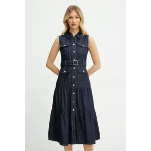 Morgan rochie din bumbac RNAUTICA culoarea bleumarin, midi, evazati, RNAUTICA imagine