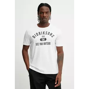 Didriksons tricou din bumbac HARALD culoarea alb, cu imprimeu, 505981 imagine