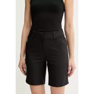 Didriksons pantaloni scurți MAJA culoarea negru, uni, high waist, 505736 imagine