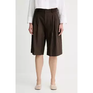 Apantaloni scurți Charlie culoarea maro, uni, high waist, 2PANT01171 imagine
