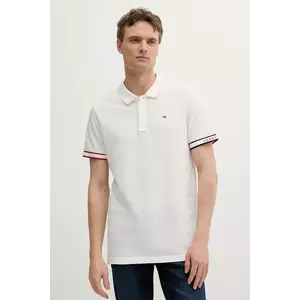 Tommy Jeans polo de bumbac culoarea alb, uni, DM0DM21306 imagine