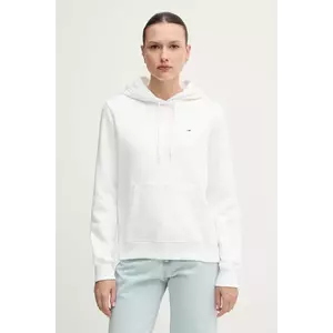 Tommy Jeans bluză culoarea alb, cu glugă, uni, DW0DW19958 imagine