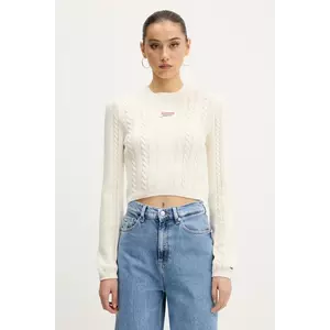 Tommy Jeans pulover de bumbac culoarea bej, DW0DW20256 imagine