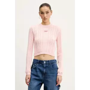 Tommy Jeans pulover de bumbac culoarea roz, DW0DW20256 imagine