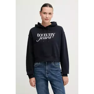 Tommy Jeans hanorac de bumbac culoarea bleumarin, cu glugă, cu imprimeu, DW0DW20306 imagine