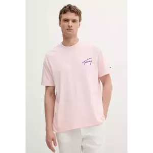 Tommy Jeans tricou din bumbac culoarea roz, cu imprimeu, DM0DM20768 imagine