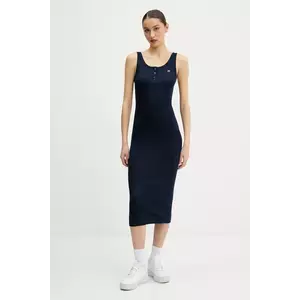 Tommy Jeans rochie din bumbac culoarea bleumarin, midi, mulata, DW0DW19477 imagine