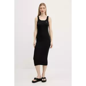 Tommy Jeans rochie din bumbac culoarea negru, midi, mulata, DW0DW19477 imagine