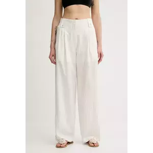 Nanushka pantaloni JENCI culoarea bej, lat, high waist, NW25SSPA26600 imagine
