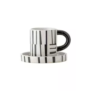 Bloomingville ceașcă și farfurioară Frankie 300 ml culoarea alb imagine