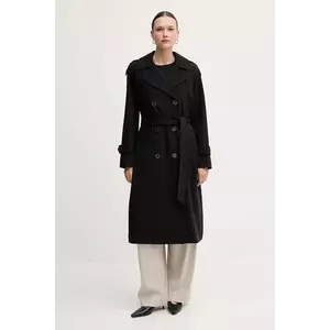 Dkny palton culoarea negru, de tranzitie, cu doua randuri de nasturi, DLEMPQ97 imagine
