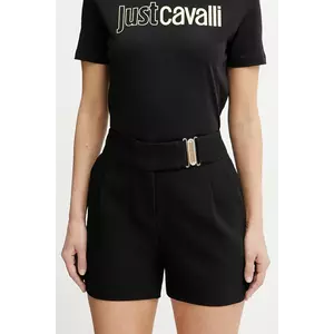 Morgan pantaloni scurți SHOU.F culoarea negru, uni, high waist, SHOU.F imagine