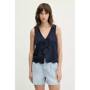 Hollister Co. vestă de in culoarea bleumarin, un singur rand de nasturi, KI340-5068 imagine