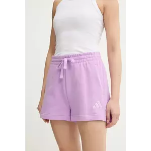 pantaloni scurți din bumbac ALL SZN culoarea violet, uni, high waist, JD4735 imagine