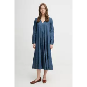United Colors of Benetton rochie din bumbac culoarea bleumarin, midi, drept, 4RZKDV0AY imagine