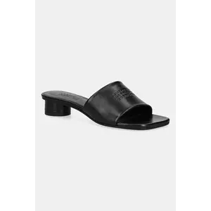 MM6 Maison Margiela papuci de piele culoarea negru, cu toc drept, S66WP0109 imagine