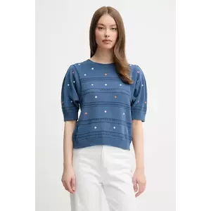 United Colors of Benetton pulover de bumbac culoarea bleumarin, light, 10C1E10DO imagine
