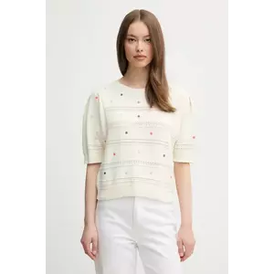 United Colors of Benetton pulover de bumbac culoarea bej, light, 10C1E10DO imagine