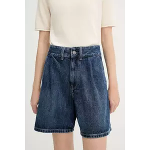 G-Star Raw pantaloni scurți jeans culoarea bleumarin, uni, high waist, D25985-D788 imagine
