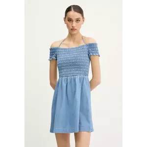 Tommy Jeans rochie din denim mini, evazati, DW0DW20677 imagine