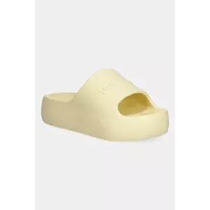 Tommy Jeans papuci CHUNKY POOL SLIDE ESS femei, culoarea galben, cu platforma, EN0EN02879 imagine