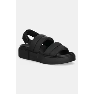 Tommy Jeans sandale FLATFORM SANDAL femei, culoarea negru, cu platforma, EN0EN02802 imagine