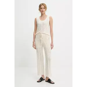 Answear Lab bluză și pantaloni din bumbac culoarea bej imagine