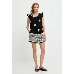 Answear Lab bluză și pantaloni scurți din bumbac culoarea negru imagine