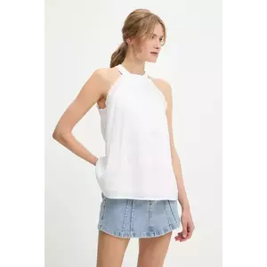 Answear Lab bluza din in culoarea alb, neted imagine