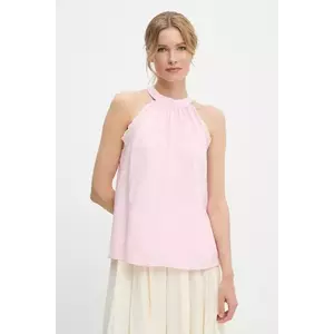 Answear Lab bluza din in culoarea roz, neted imagine