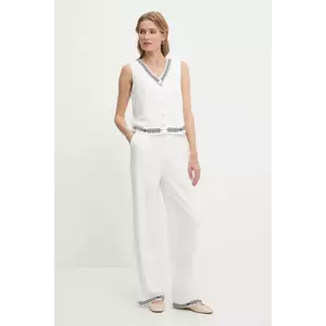Answear Lab vestă și pantaloni de in culoarea alb imagine