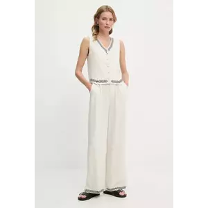 Answear Lab vestă și pantaloni de in culoarea bej imagine