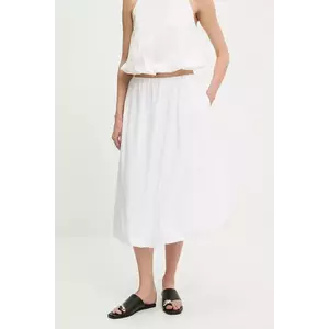 Answear Lab fusta din bumbac culoarea alb, midi, evazati imagine