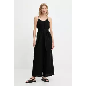 Answear Lab salopeta din bumbac culoarea negru, bumbac, cu decolteu rotund imagine