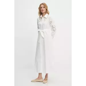 Answear Lab rochie din bumbac culoarea bej, maxi, evazati imagine
