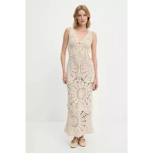 Answear Lab rochie din bumbac culoarea bej, maxi, mulata imagine