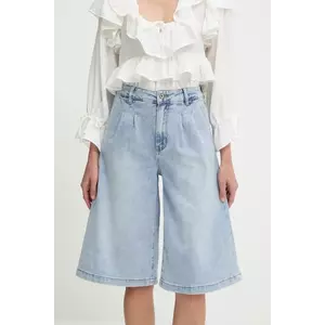 Answear Lab pantaloni scurti jeans neted, high waist imagine