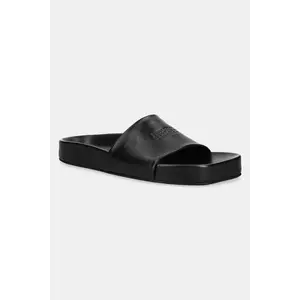 MM6 Maison Margiela șlapi de piele culoarea negru, SH3WP0003 imagine