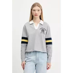 Tommy Jeans hanorac de bumbac pentru copii culoarea gri, cu imprimeu, DW0DW20312 imagine