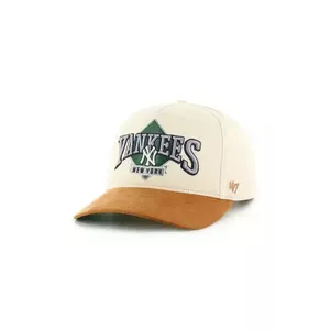 47 brand șapcă MLB New York Yankees culoarea bej, cu imprimeu, B-DMOND17GWP-NT imagine