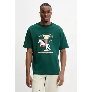 Drôle de Monsieur tricou din bumbac Le T-Shirt Polo culoarea verde, cu imprimeu, G-TS241-CO199-DGN imagine