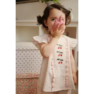 Konges Sløjd top din bumbac pentru copii ELLIE FRILL TOP GOTS culoarea bej, KS103070 imagine