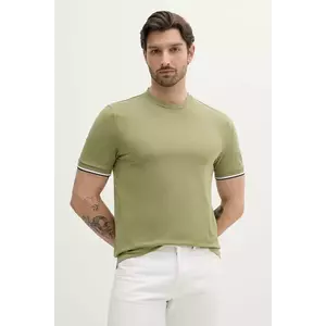 BOSS tricou din bumbac culoarea bej, neted imagine