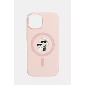 Karl Lagerfeld carcasă de telefon iPhone 15 culoarea roz, KLHMP15SSCMKCRHP imagine