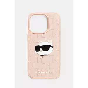 Karl Lagerfeld carcasă de telefon iPhone 16 Pro culoarea roz, KLHCP16LRBCCHHKLP imagine